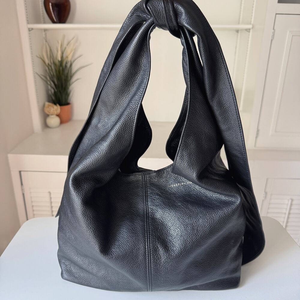 Gavazzeni Italy Black Pebbled Leather Kate Large Shoulder Bag